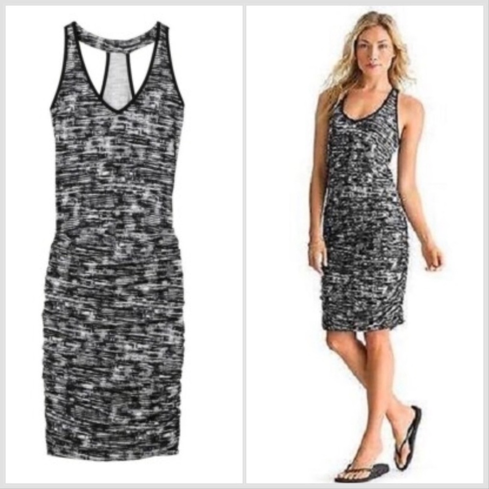 ATHLETA space dyed racer back ruched hip dress, M.